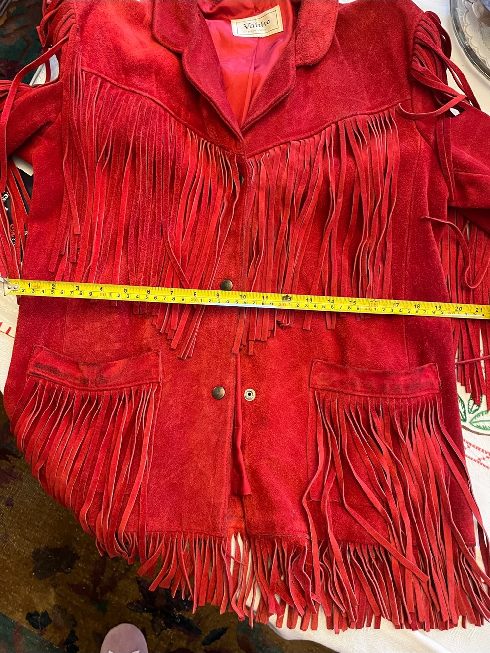 Vakko Red Suede Fringe Jacket - Picture 10 of 11